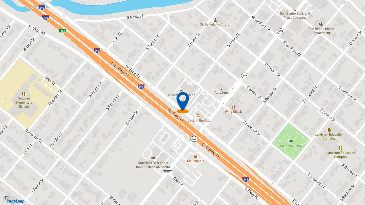 https://pageleap.com map showing location of Subway in San Benito.