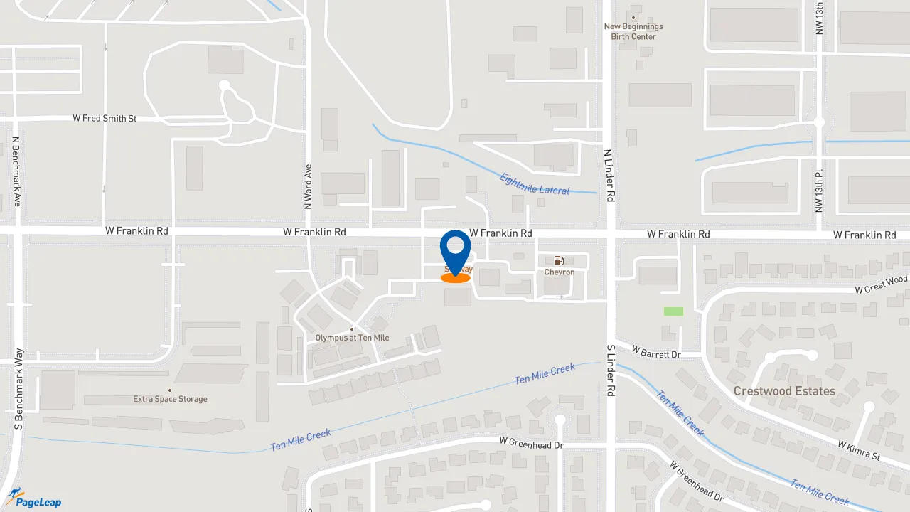 https://pageleap.com map showing location of Subway in Meridian.