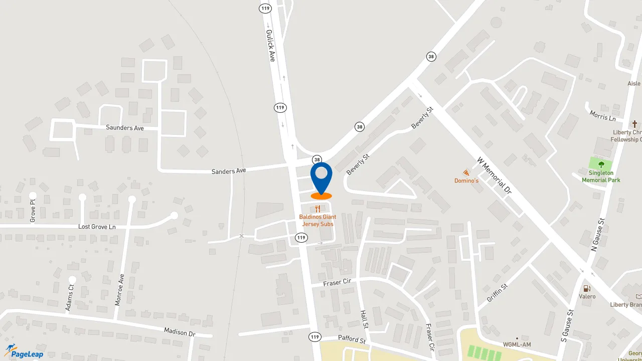 https://pageleap.com map showing location of Subway in Hinesville.
