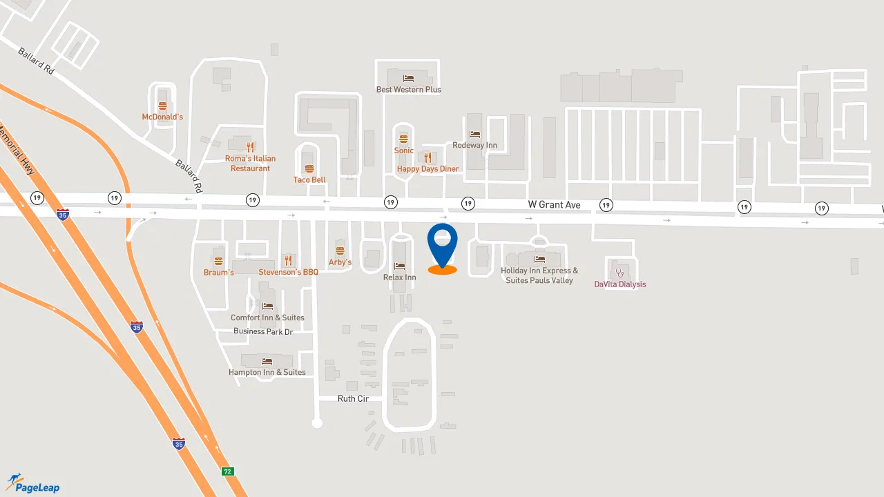 https://pageleap.com map showing location of Subway in Pauls Valley.