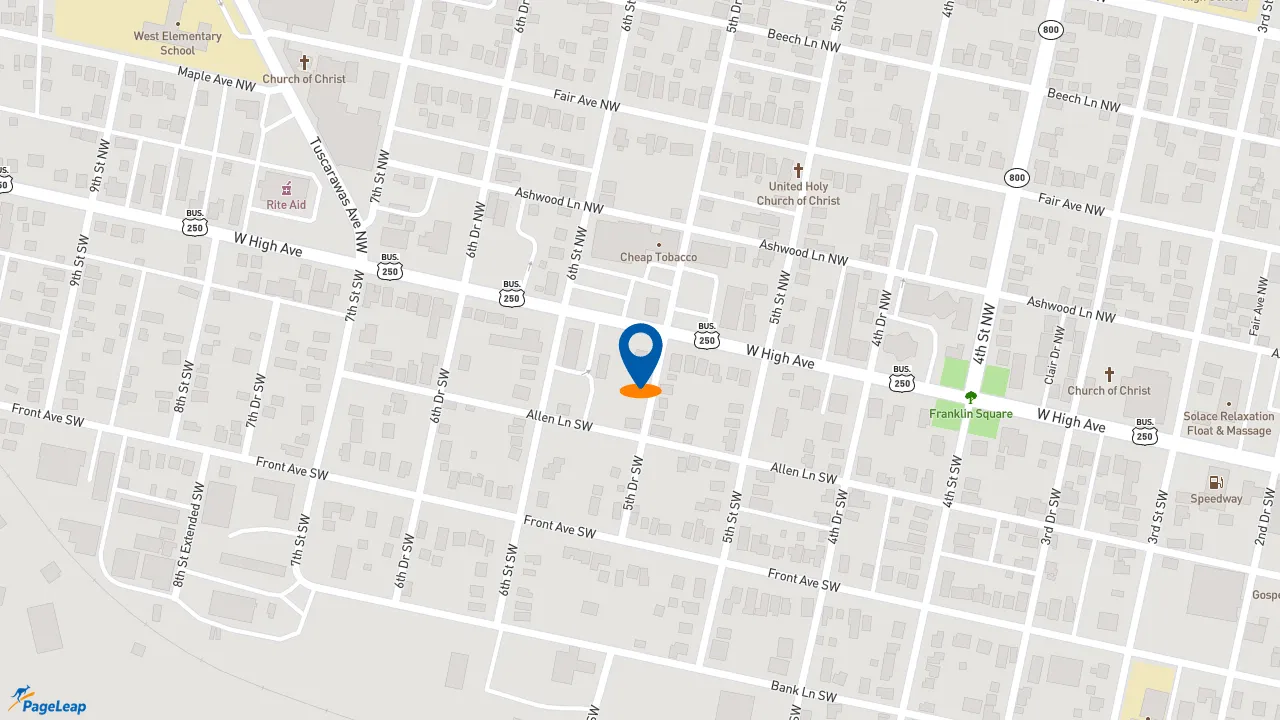 https://pageleap.com map showing location of Subway in New Philadelphia.