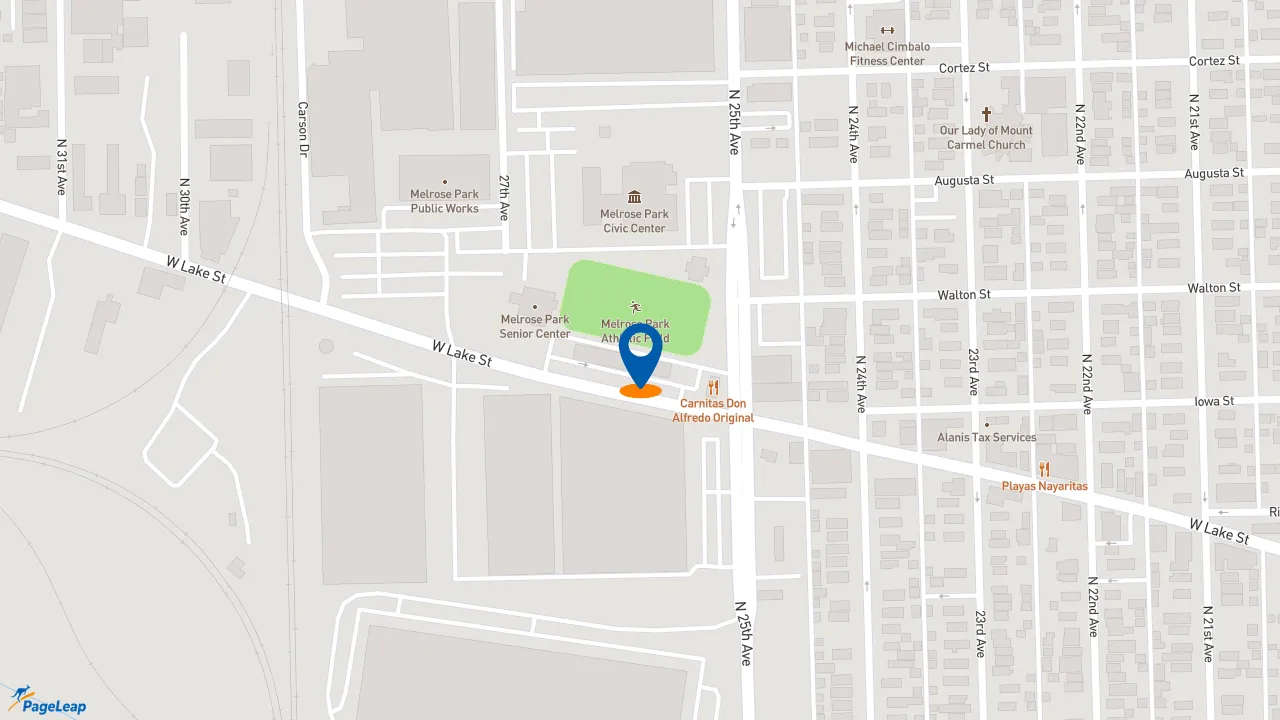 https://pageleap.com map showing location of Subway in Melrose Park.