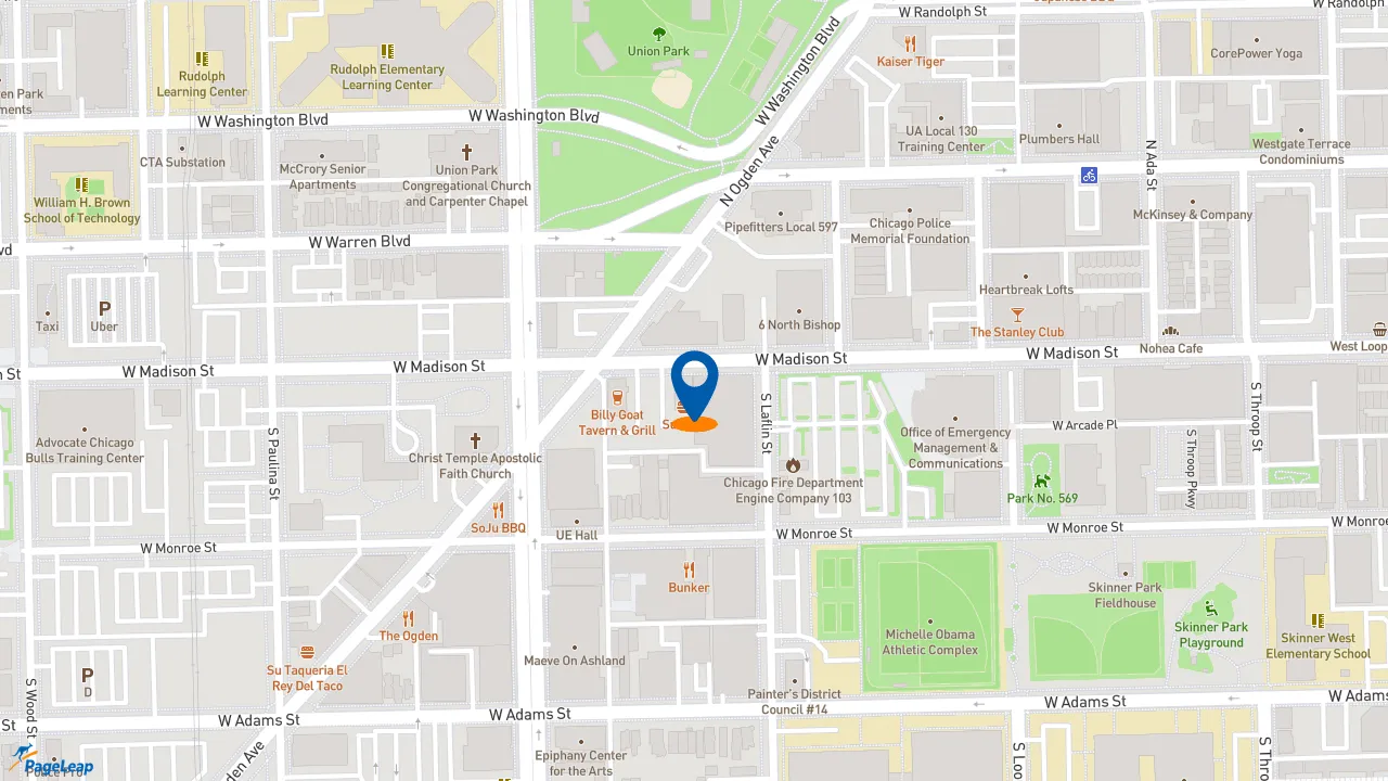 https://pageleap.com map showing location of Subway in Chicago.