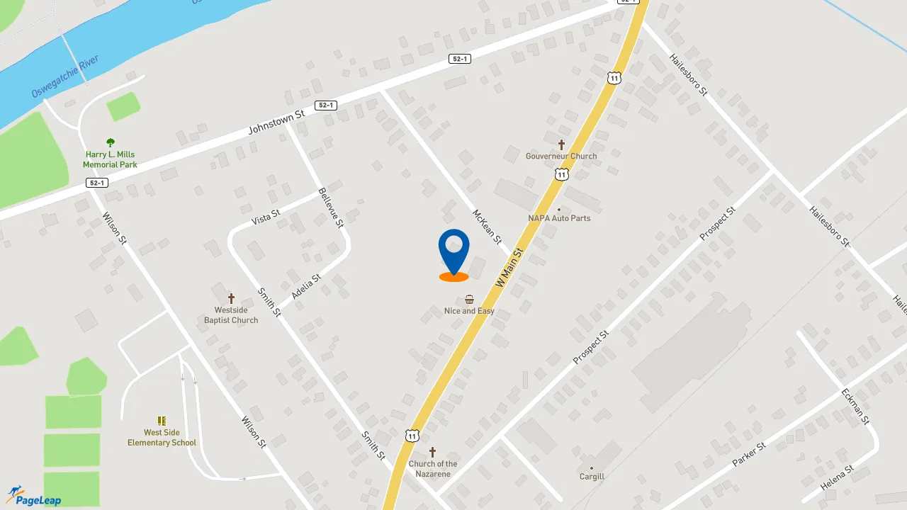 https://pageleap.com map showing location of Subway in Gouverneur.