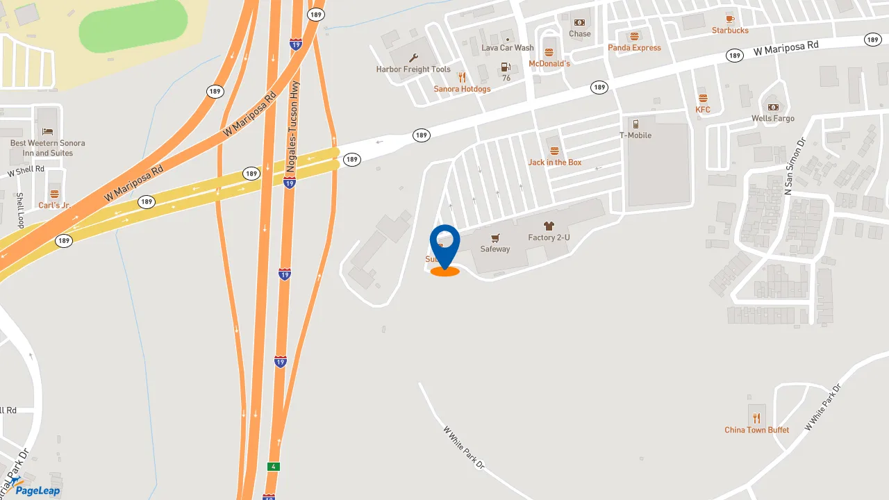https://pageleap.com map showing location of Subway in Nogales.