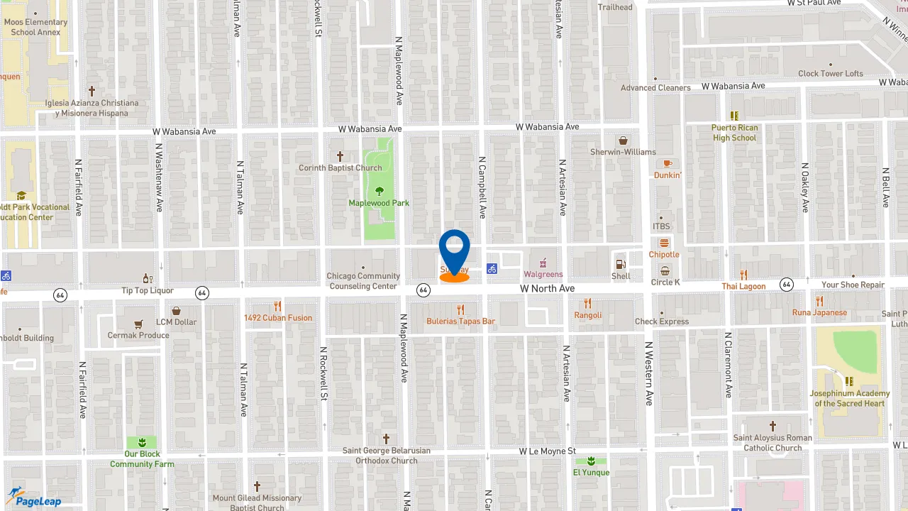 https://pageleap.com map showing location of Subway in Chicago.