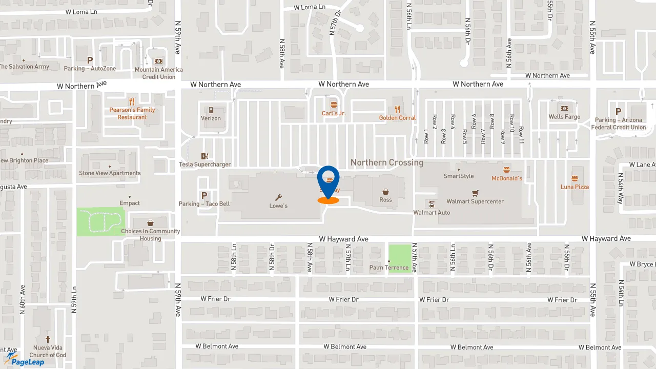 https://pageleap.com map showing location of Subway in Glendale.
