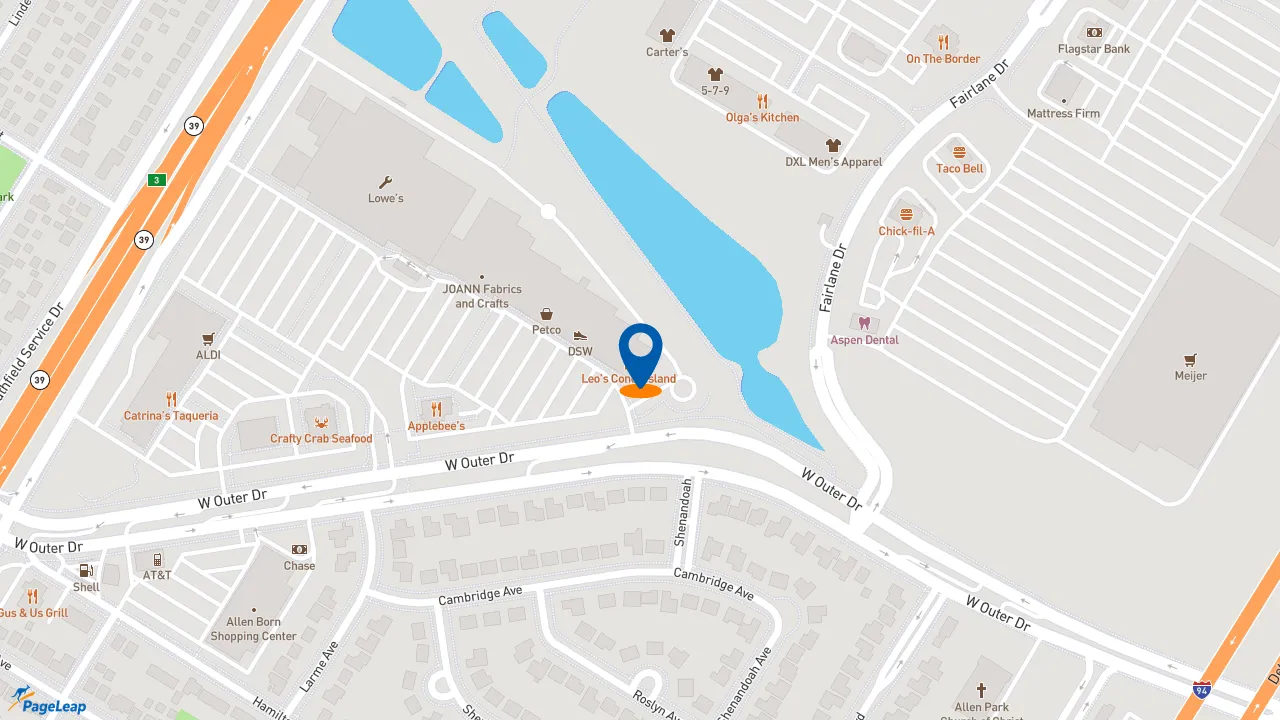 https://pageleap.com map showing location of Subway in Allen Park.