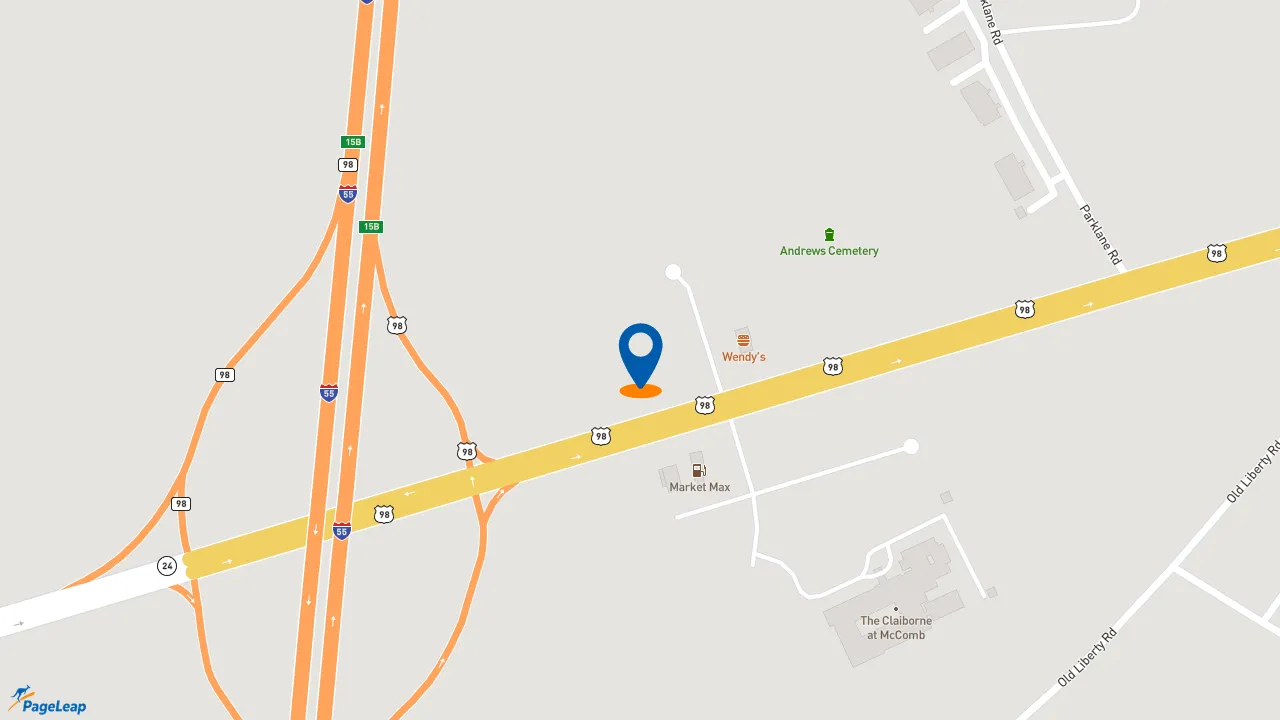 https://pageleap.com map showing location of Subway in Mccomb.