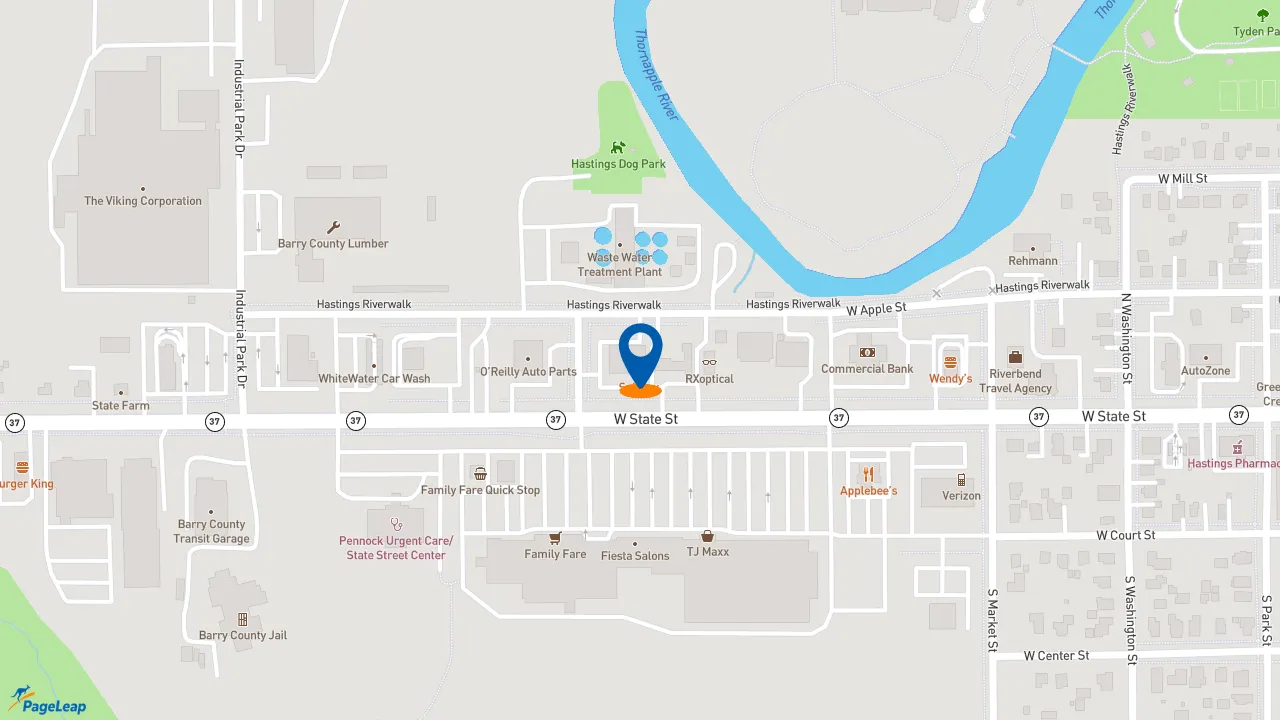 https://pageleap.com map showing location of Subway in Hastings.