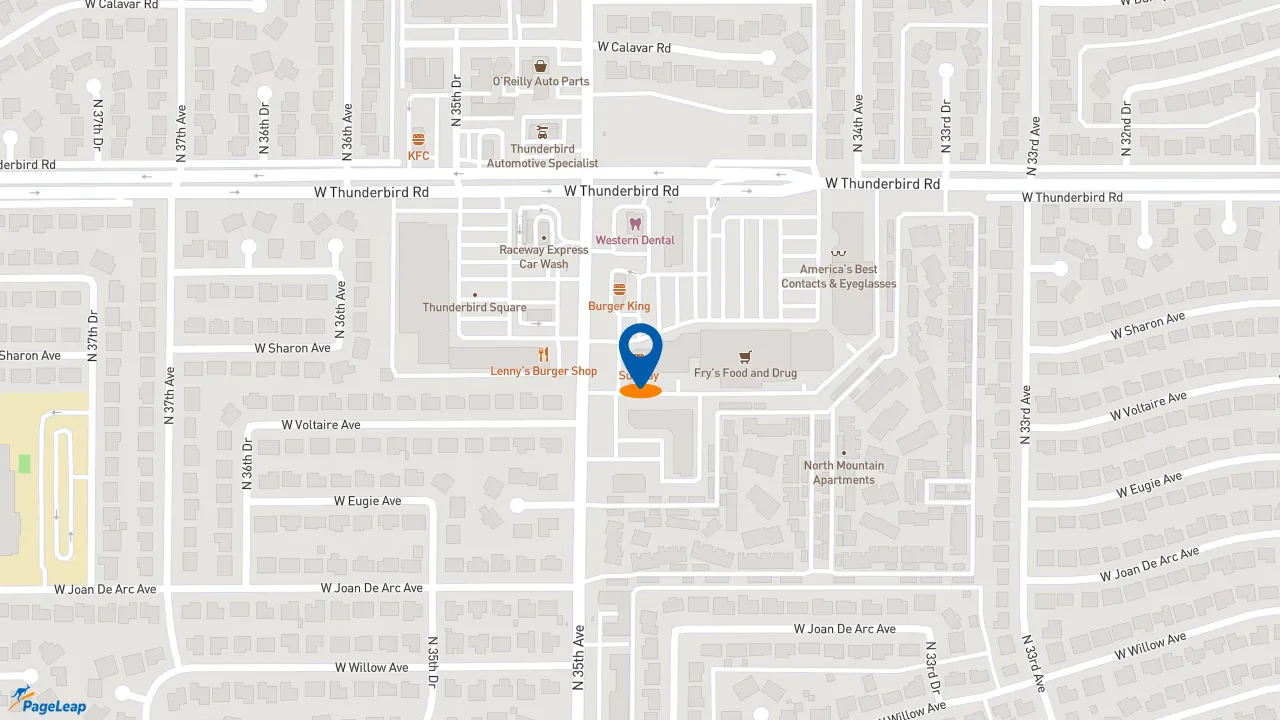 https://pageleap.com map showing location of Subway in Phoenix.