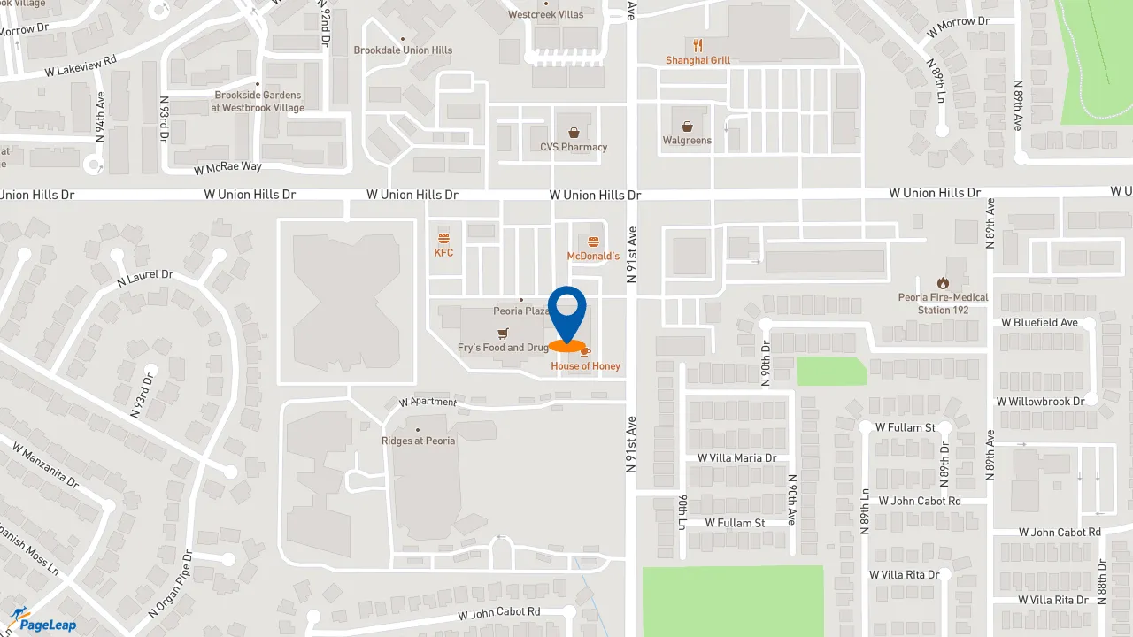 https://pageleap.com map showing location of Subway in Peoria.