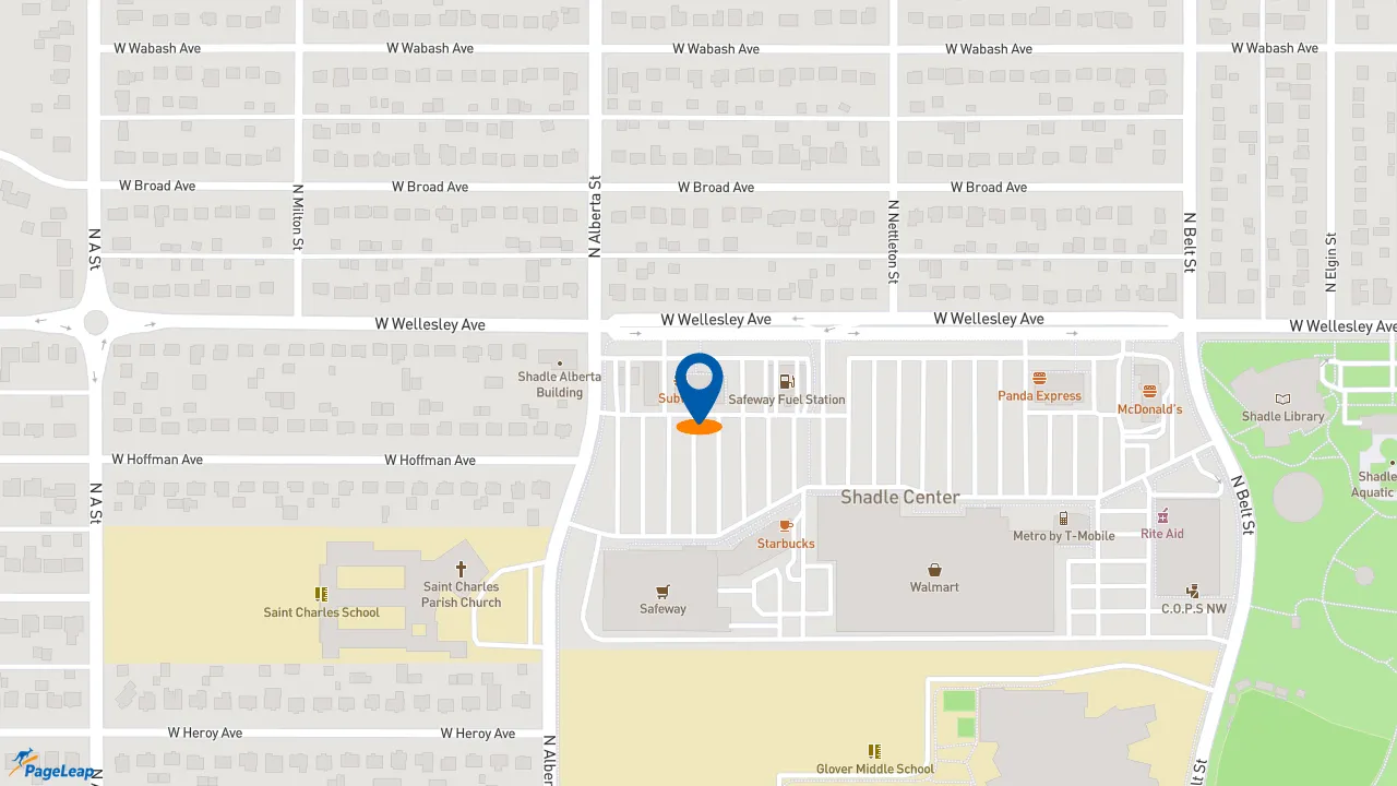 https://pageleap.com map showing location of Subway in Spokane.