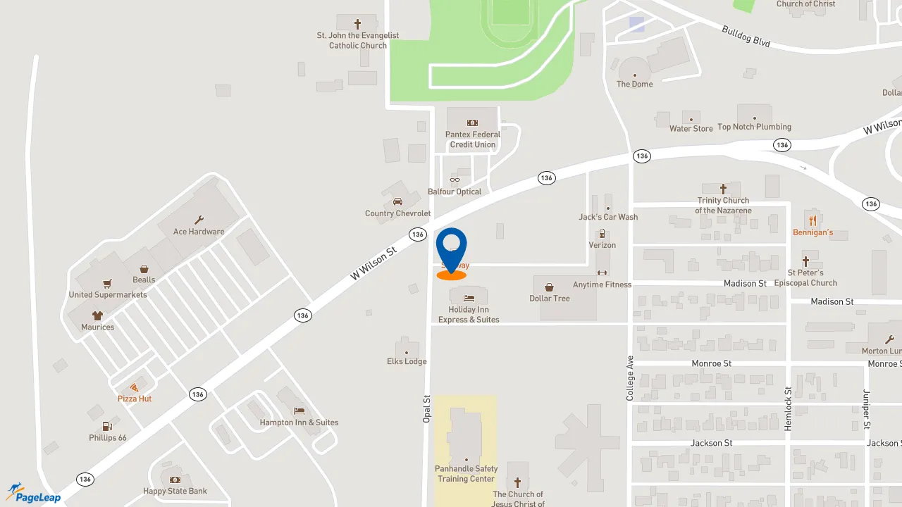 PageLeap.com map showing location of Subway in Borger.