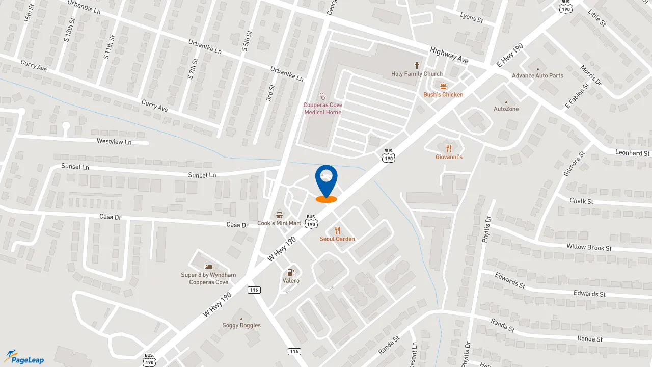 https://pageleap.com map showing location of Subway in Copperas Cove.