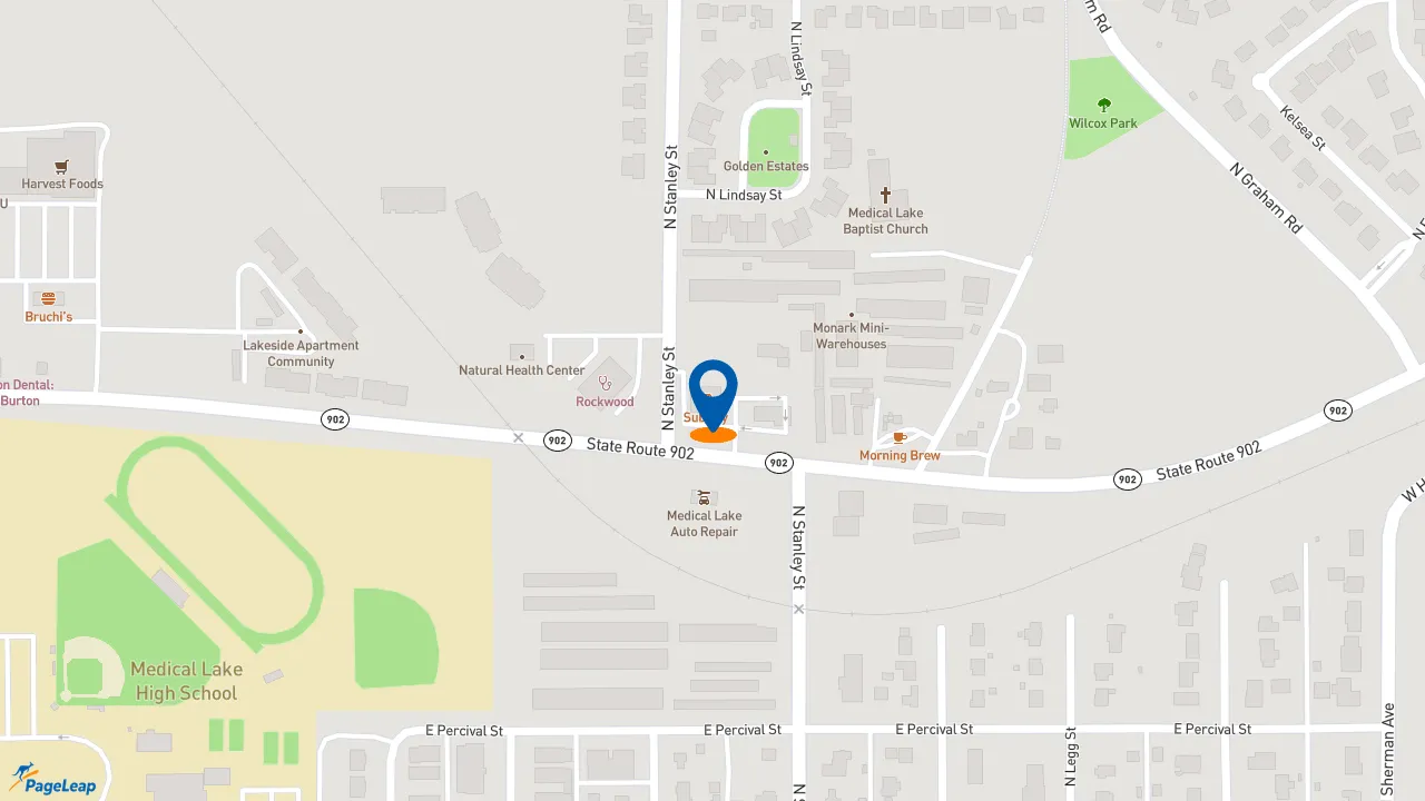 https://pageleap.com map showing location of Subway in Medical Lake.