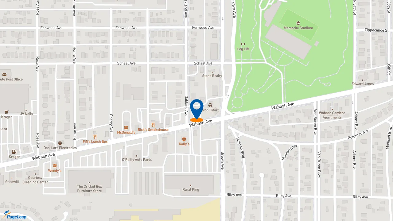 https://pageleap.com map showing location of Subway in Terre Haute.