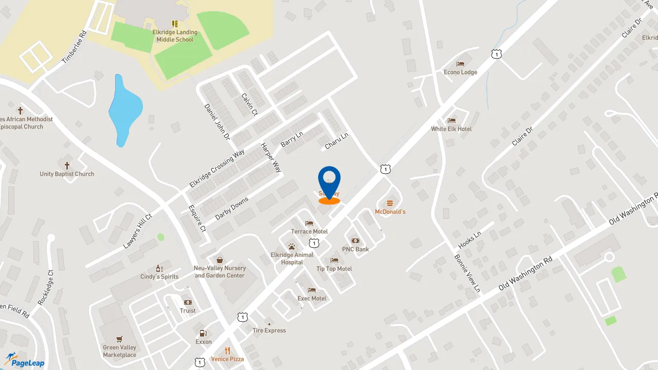 https://pageleap.com map showing location of Subway in Elkridge.