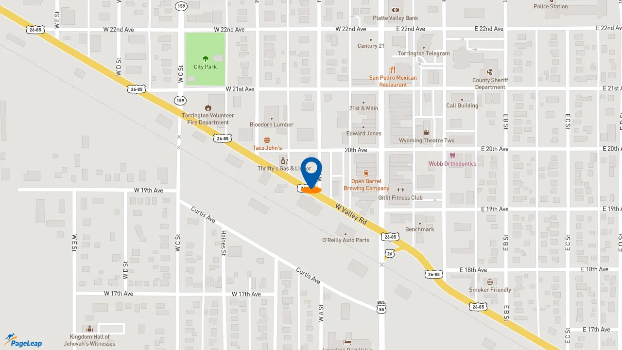 https://pageleap.com map showing location of Subway in Torrington.