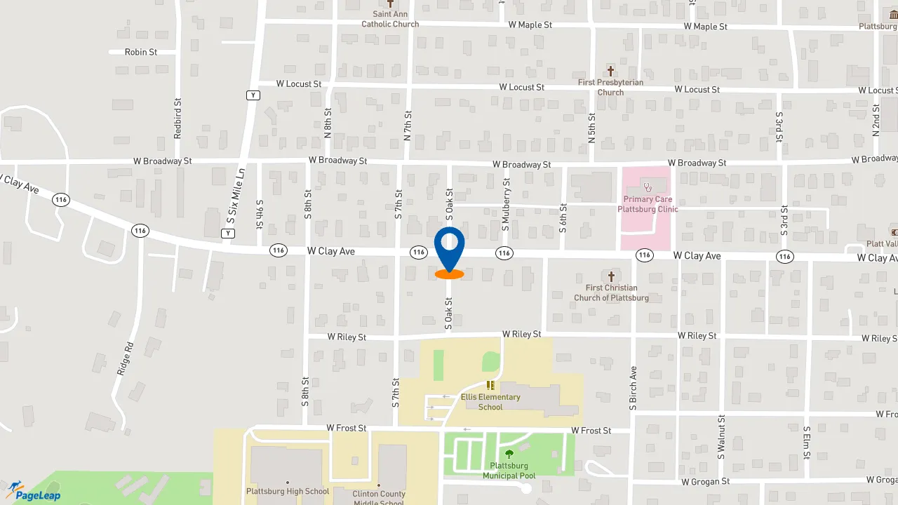 https://pageleap.com map showing location of Subway in Plattsburg.