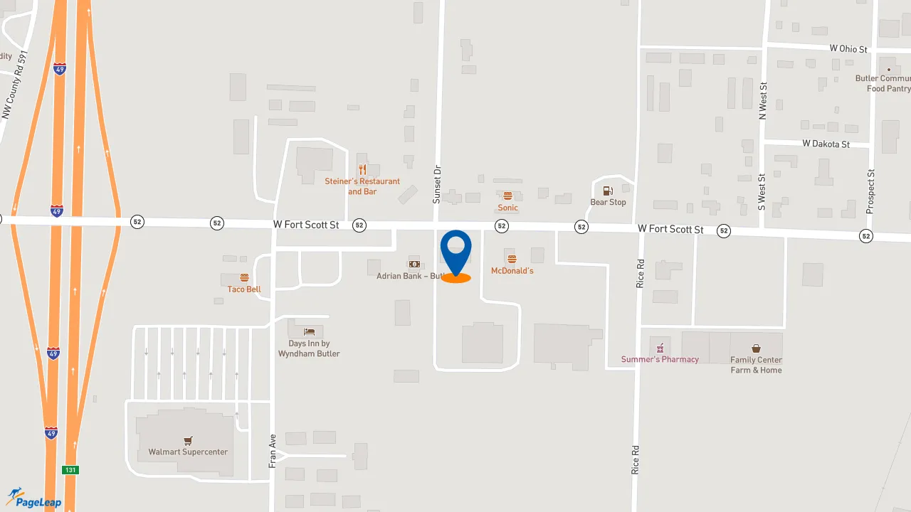 https://pageleap.com map showing location of Subway in Butler.