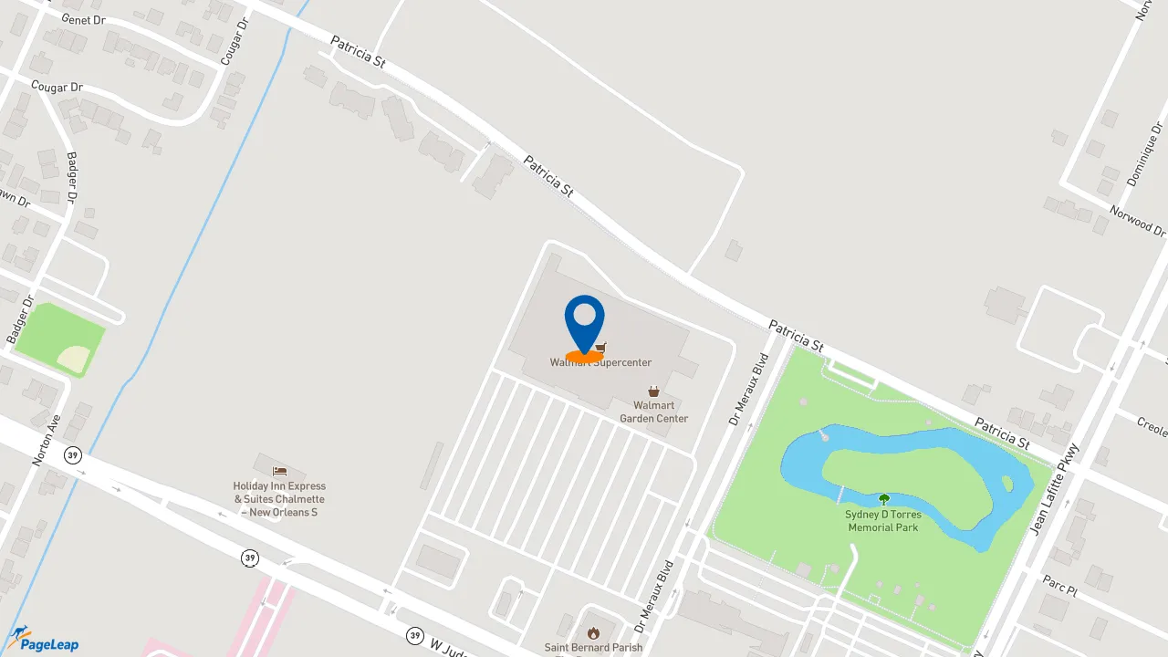 https://pageleap.com map showing location of Subway in Chalmette.