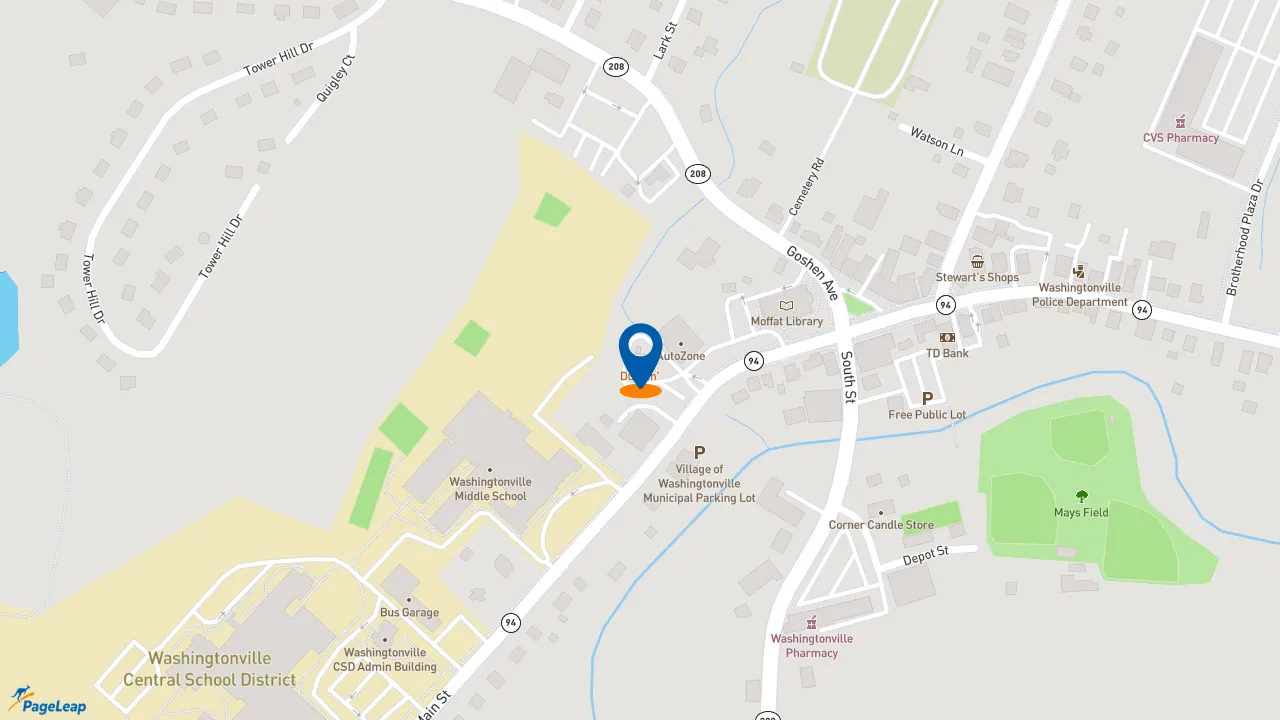 https://pageleap.com map showing location of Subway in Washingtonville.
