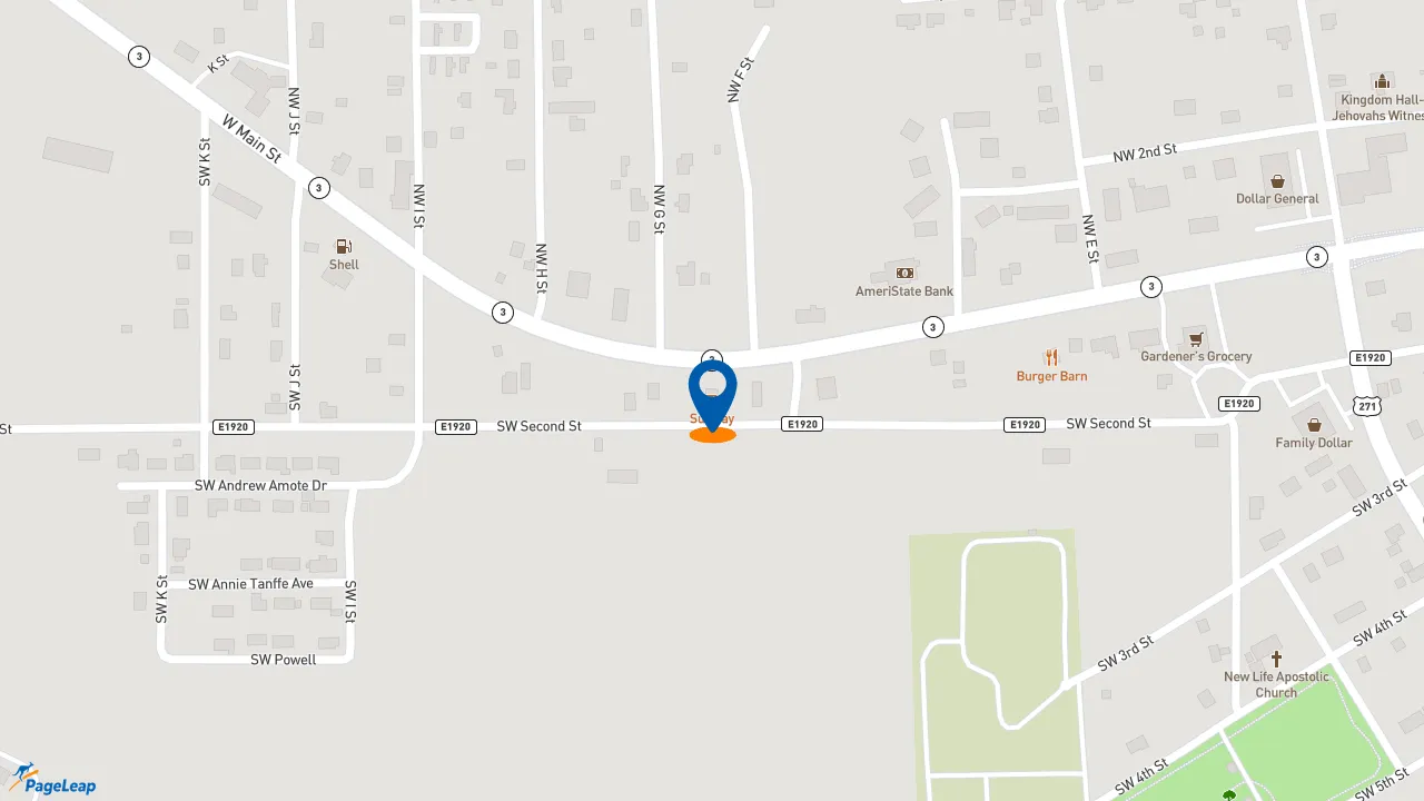 https://pageleap.com map showing location of Subway in Antlers.