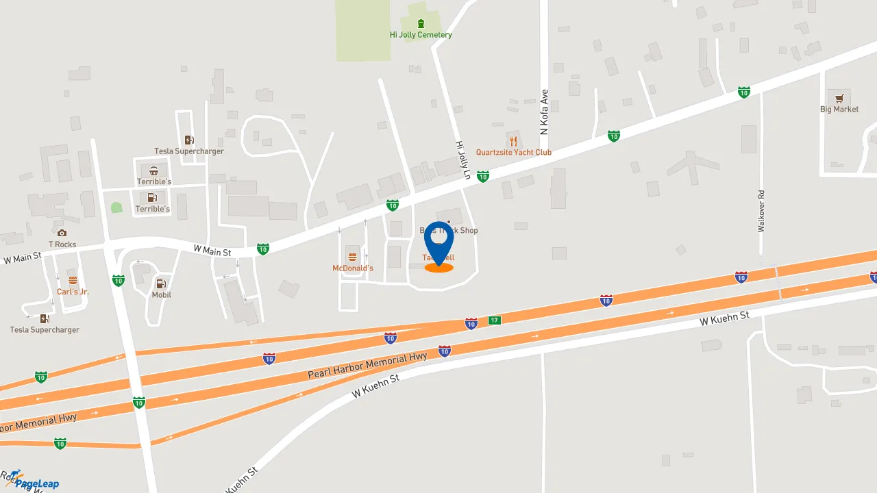 https://pageleap.com map showing location of Subway in Quartzsite.