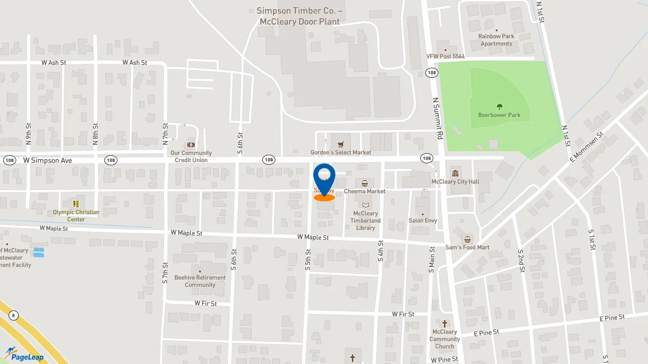 https://pageleap.com map showing location of Subway in Mccleary.