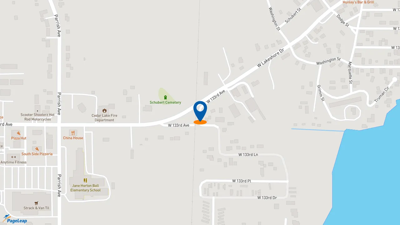 https://pageleap.com map showing location of Subway in Cedar Lake.