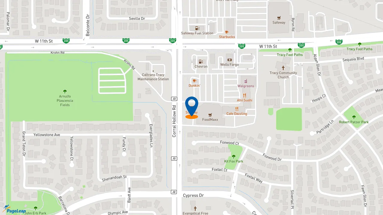 https://pageleap.com map showing location of Subway in Tracy.