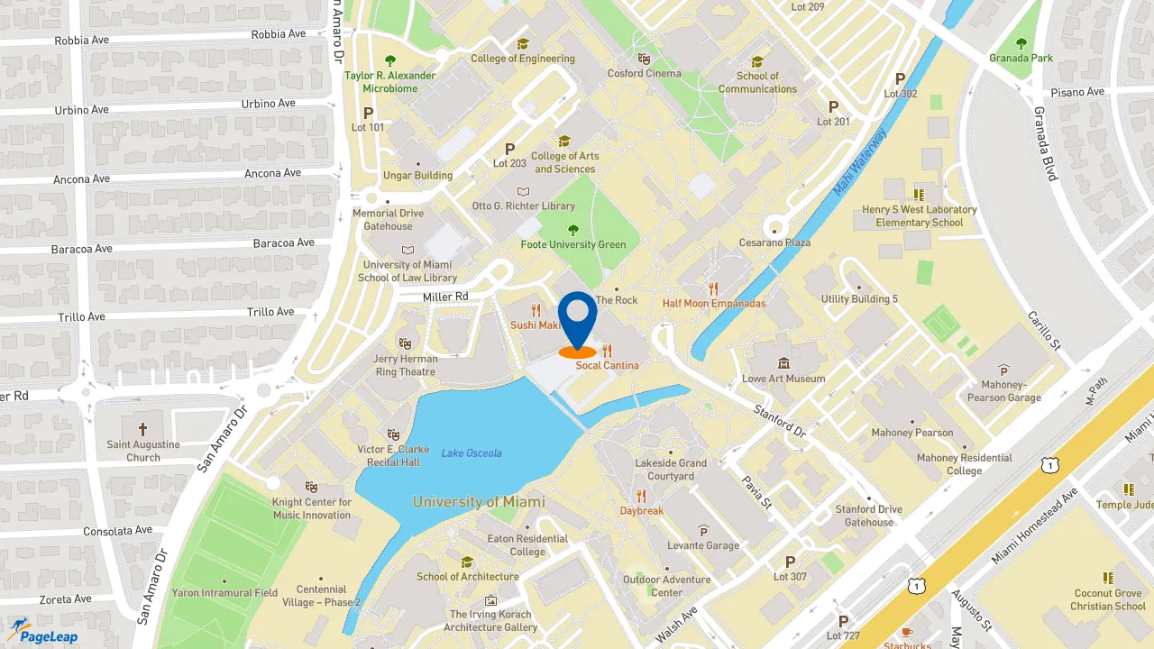 https://pageleap.com map showing location of Subway in Coral Gables.
