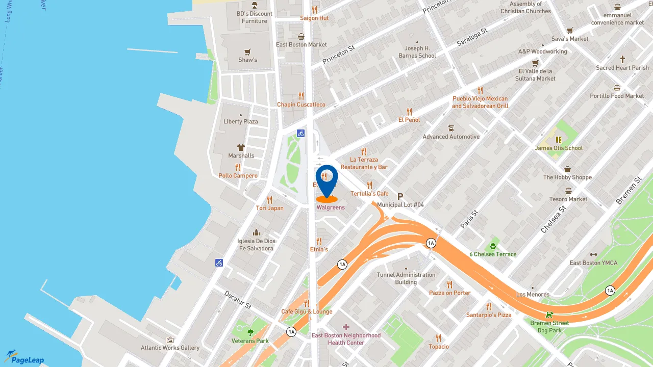https://pageleap.com map showing location of Subway in Boston.