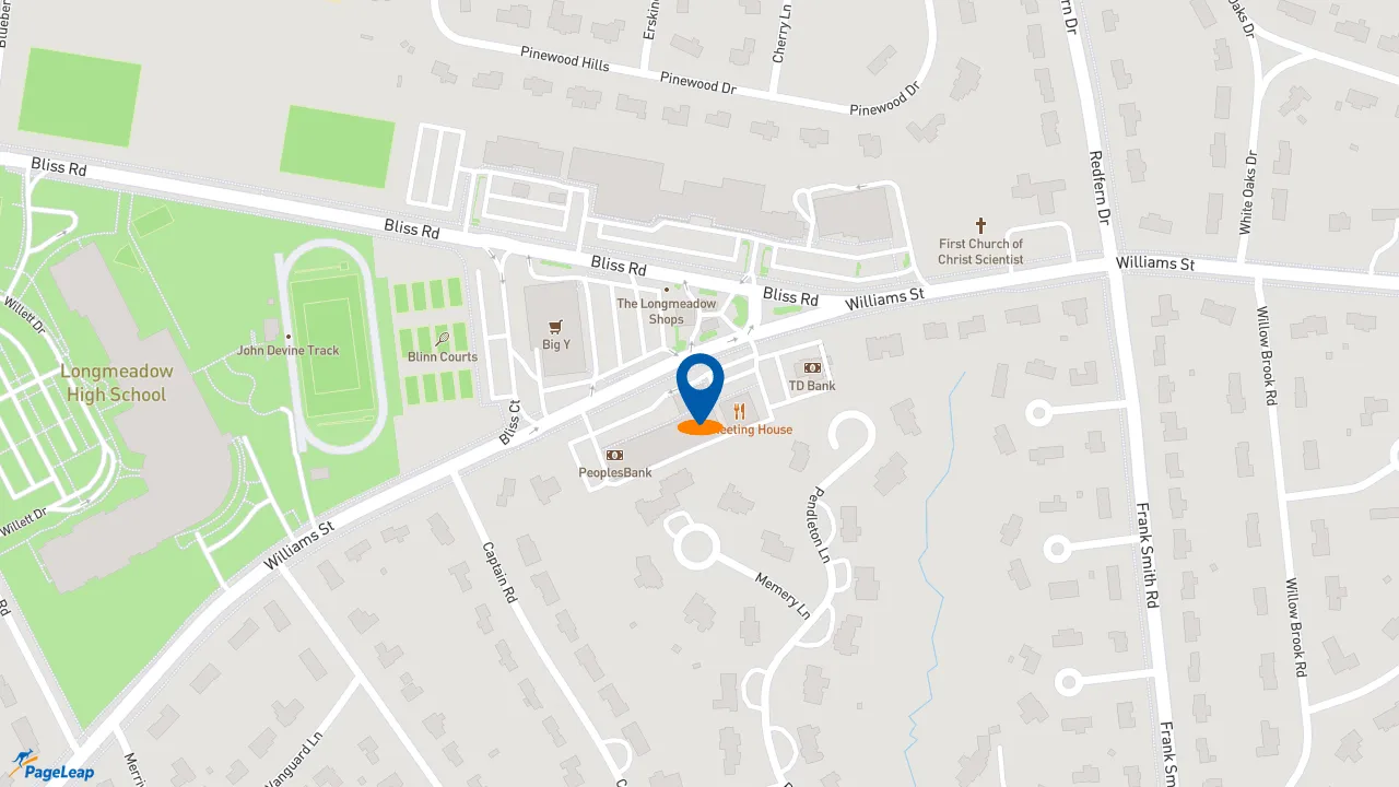 PageLeap.com map showing location of Subway in Longmeadow.