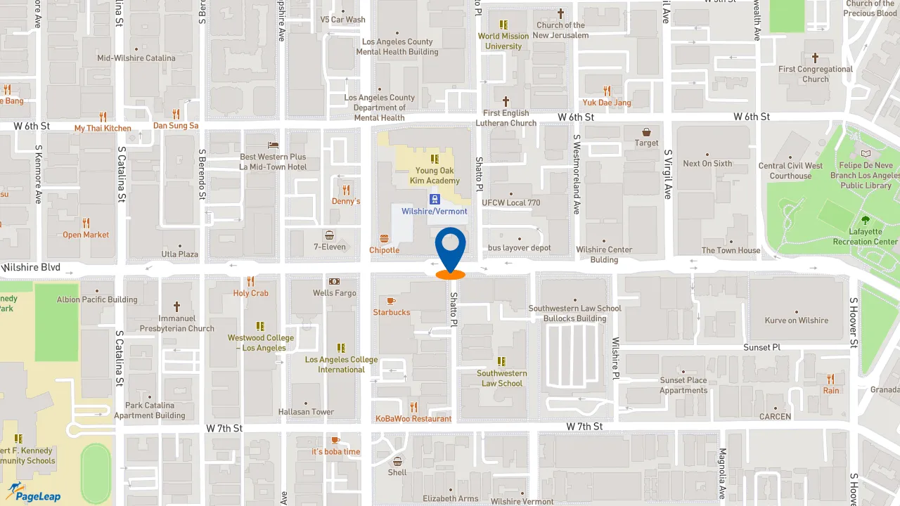 https://pageleap.com map showing location of Subway in Los Angeles.