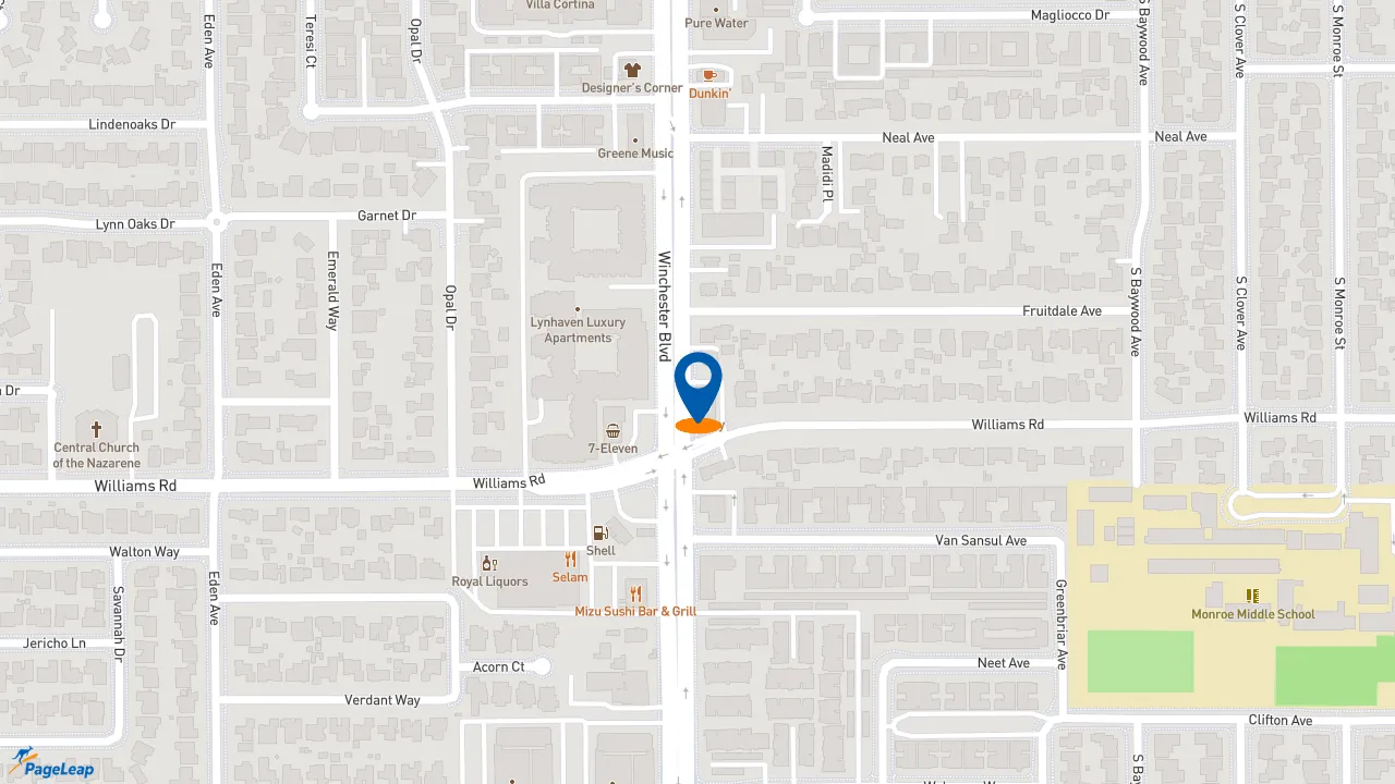 https://pageleap.com map showing location of Subway in San Jose.