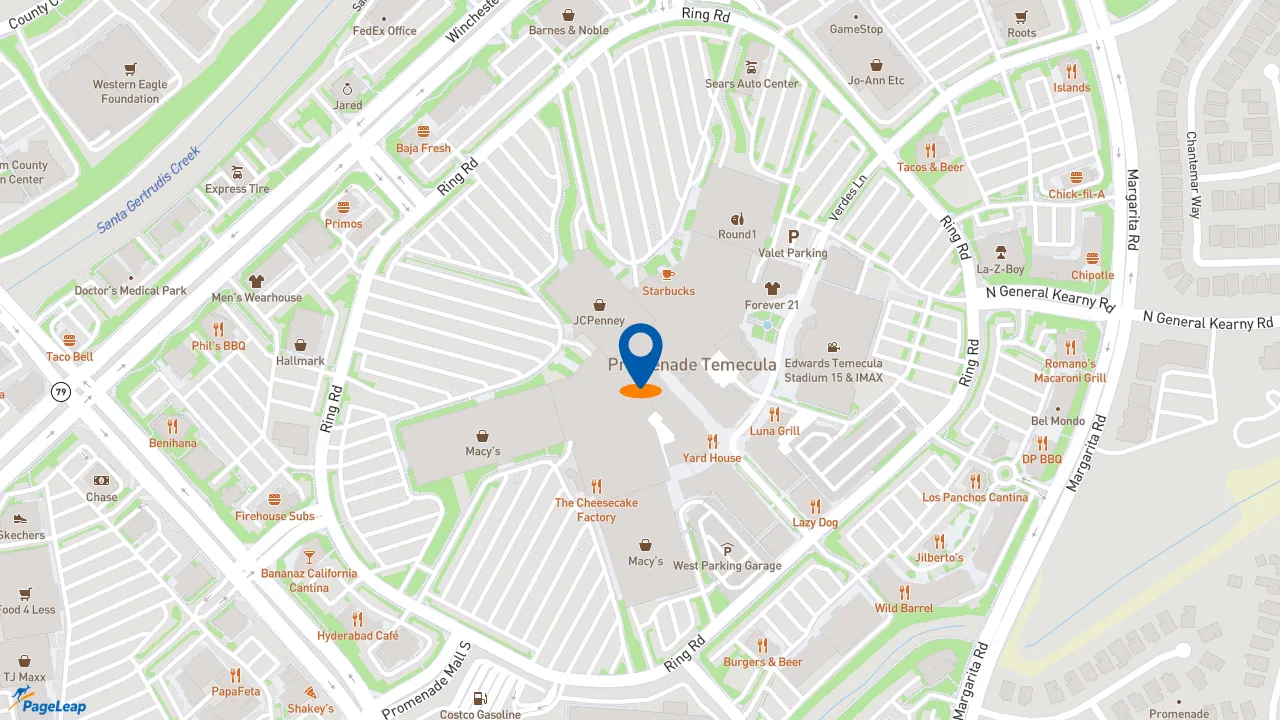 https://pageleap.com map showing location of Subway in Temecula.