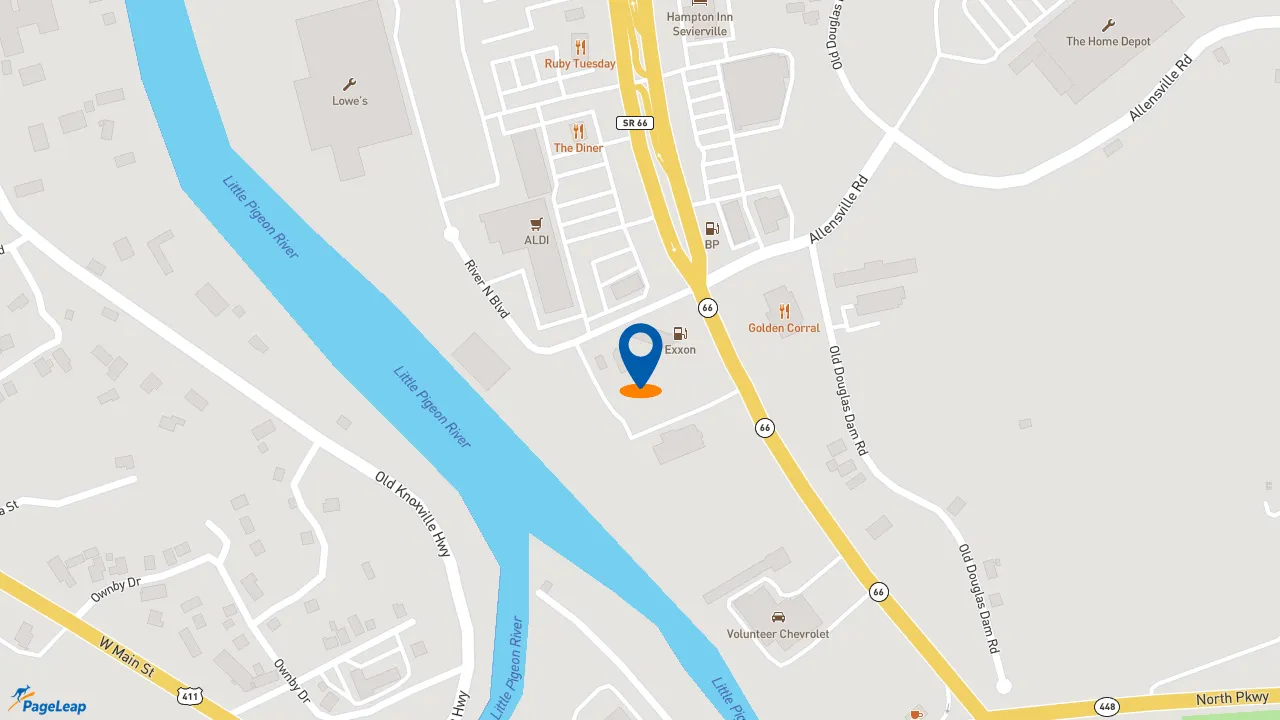 https://pageleap.com map showing location of Subway in Sevierville.