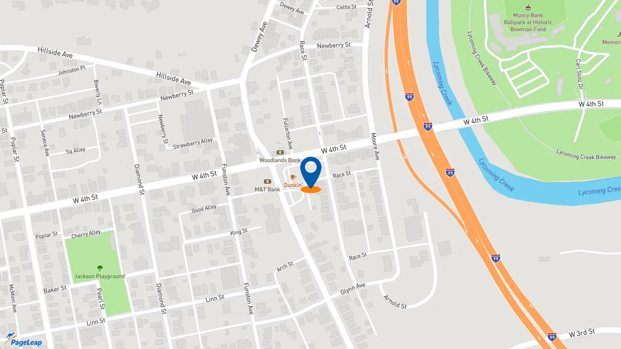 https://pageleap.com map showing location of Subway in Williamsport.
