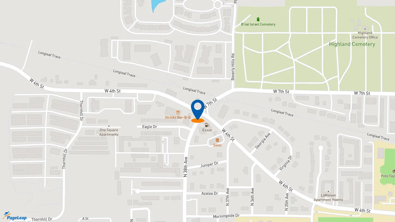 https://pageleap.com map showing location of Subway in Hattiesburg.