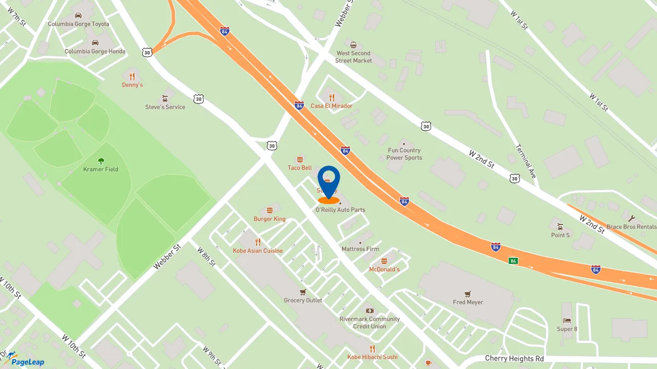 https://pageleap.com map showing location of Subway in The Dalles.