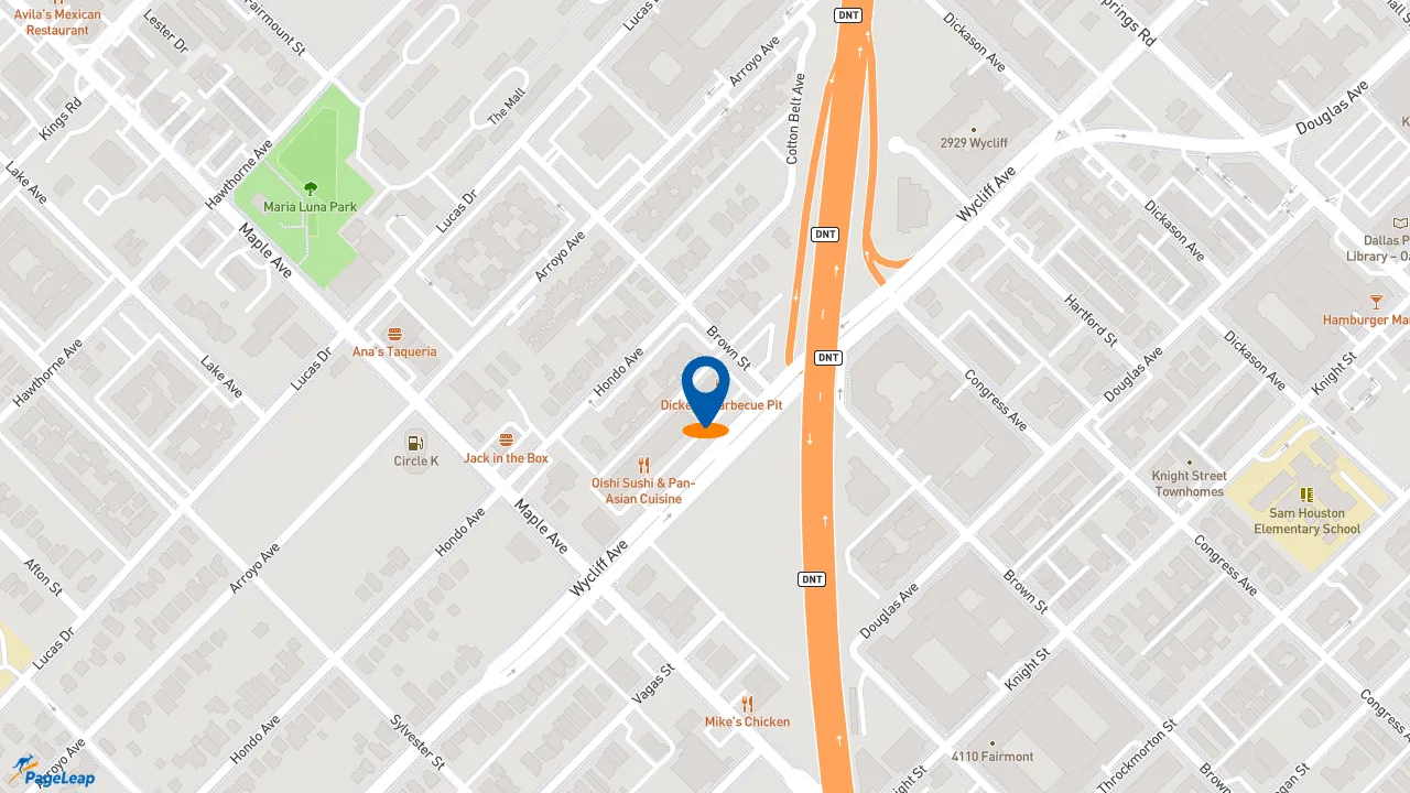 https://pageleap.com map showing location of Subway in Dallas.