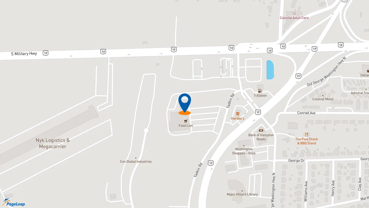 https://pageleap.com map showing location of Subway in Chesapeake.