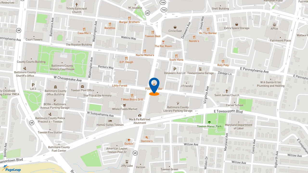 https://pageleap.com map showing location of Subway in Towson.