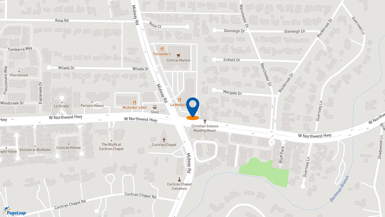 https://pageleap.com map showing location of Summer Moon Coffee in Dallas.