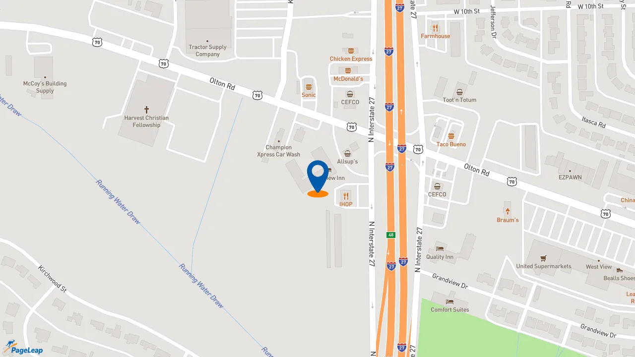 https://pageleap.com map showing location of Super 8 by Wyndham Plainview in Plainview.