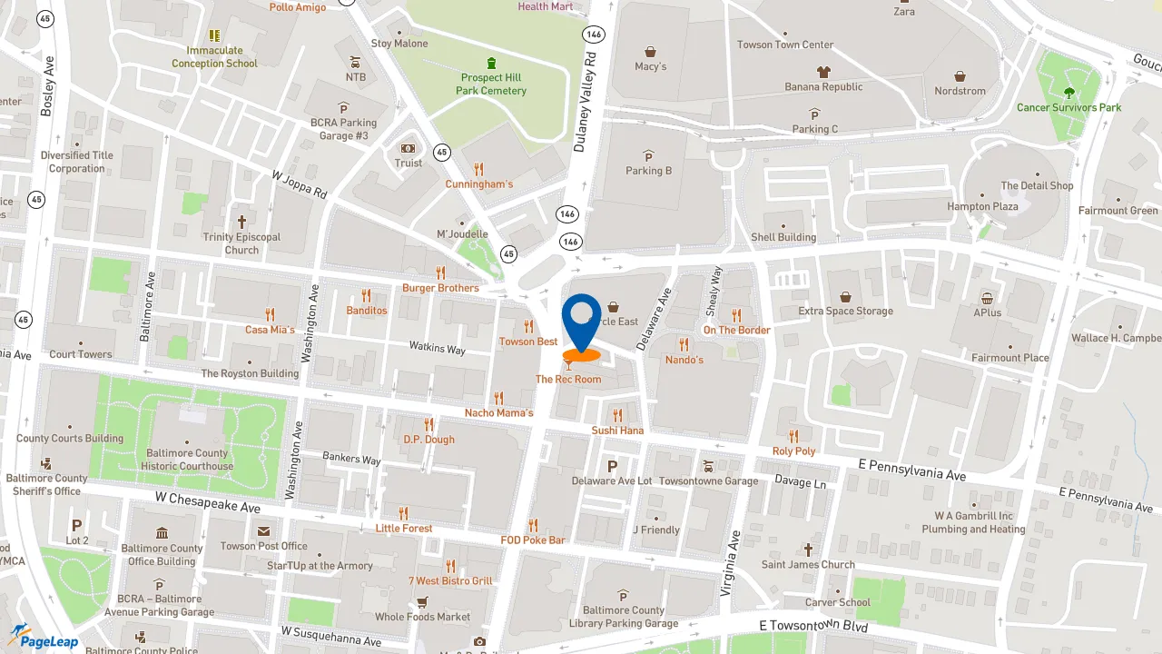 https://pageleap.com map showing location of sweetgreen in Towson.