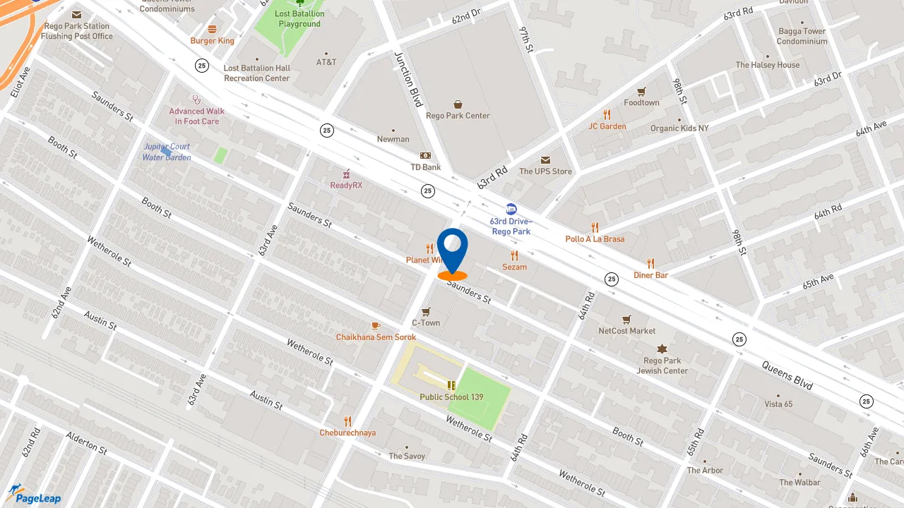 https://pageleap.com map showing location of Taco Bell in Queens.