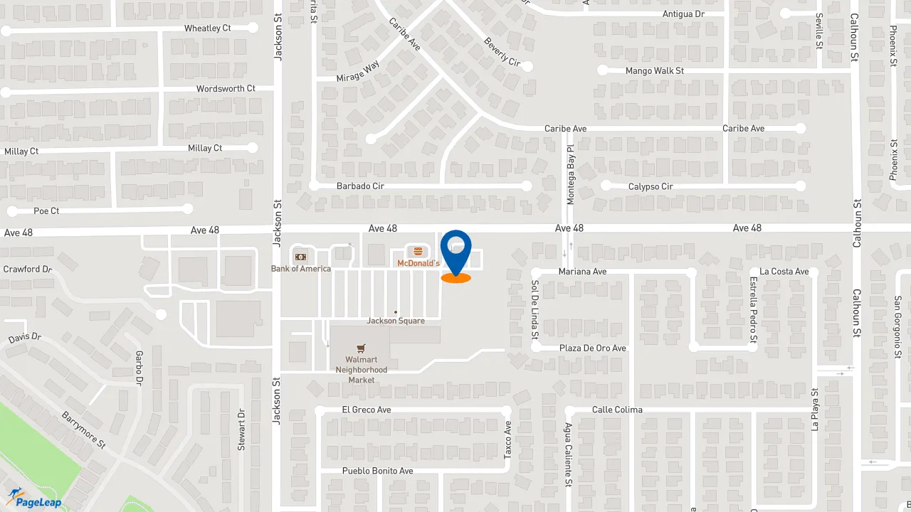 https://pageleap.com map showing location of Taco Bell in Coachella.